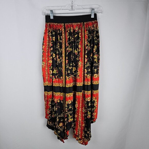 Zara Basic Asymmetrical Scarf Pleated Skirt Small Blogger Red & Black Witchy - Picture 4 of 10